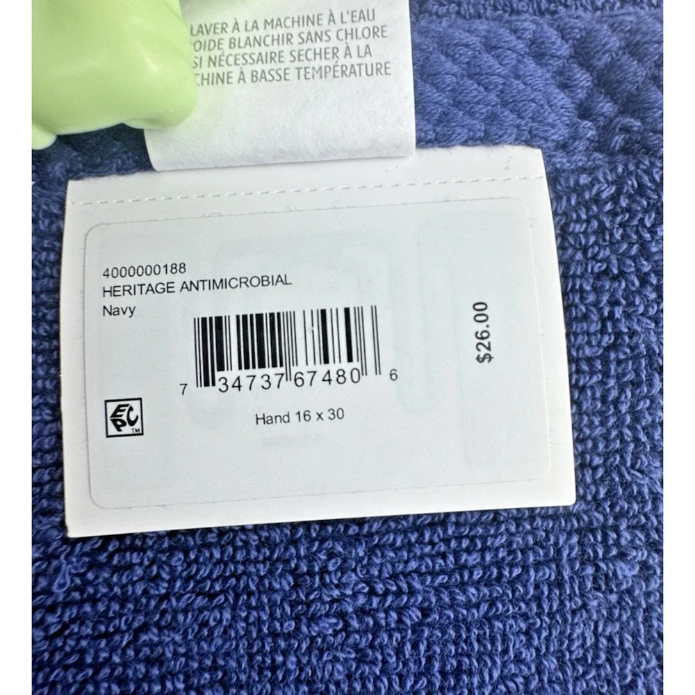 Lacoste Heritage Navy Supima Cotton Hand Towels – Luxury 2‎ Piece Set, 16